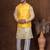 Yellow dupion nehru jacket for men with solid print