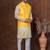 Yellow dupion nehru jacket for men with solid print