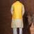 Yellow dupion nehru jacket for men with solid print