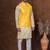 Yellow dupion nehru jacket for men with solid print