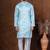 Sku blue dupion kurta churidar set for men with solid print