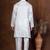 Off white dupion kurta churidar set for men with solid print