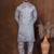 Grey dupion kurta churidar set for men with solid print