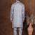 Grey dupion kurta churidar set for men with solid print
