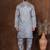 Grey dupion kurta churidar set for men with solid print