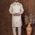 Grey dupion kurta churidar set for men with solid print