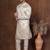 Grey dupion kurta churidar set for men with solid print