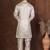 Grey dupion kurta churidar set for men with solid print