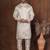 Grey dupion kurta churidar set for men with solid print