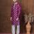 Purple dupion kurta churidar set for men with embroidered work
