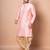 Pink dupion kurta patiala set for men with embroidered work