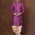 Purple dupion kurta patiala set for men with embroidered work