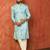 Sky blue cotton blend kurta pajama set for men with printed design