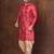Red dupion kurta patiala set for men with embroidered work