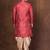 Red dupion kurta patiala set for men with embroidered work