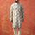 Green cotton blend kurta pajama set for men with printed design