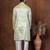 Green dupion kurta for men with solid print