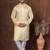 Yellow dupion kurta for men with solid print