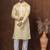 Yellow dupion kurta for men with solid print