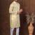 Yellow dupion kurta for men with solid print