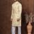 Yellow dupion kurta for men with solid print