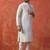 White slub dupion kurta pajama set for men with solid print