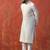 White slub dupion kurta pajama set for men with solid print