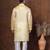 Yellow dupion kurta for men with solid print