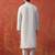 White slub dupion kurta pajama set for men with solid print