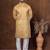 Beige dupion kurta for men with solid print