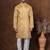 Beige dupion kurta for men with solid print