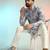 Blue cotton blend kurta pajama set for men with printed design