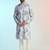 Blue cotton blend kurta pajama set for men with printed design