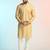 Yellow cotton blend kurta pajama set for men with printed design