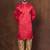 Red dupion kurta for men with solid print