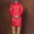 Red dupion kurta for men with solid print
