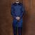 Navy blue dupion kurta for men with solid print