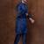 Navy blue dupion kurta for men with solid print