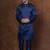 Navy blue dupion kurta for men with solid print