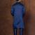 Navy blue dupion kurta for men with solid print