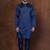 Navy blue dupion kurta for men with solid print