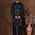 Black dupion kurta for men with solid print