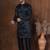 Black dupion kurta for men with solid print