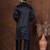 Black dupion kurta for men with solid print