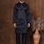 Black dupion kurta for men with solid print