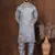 Grey dupion kurta for men with solid print