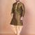 Green dupion kurta for men with embroidered work