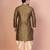 Green dupion kurta for men with embroidered work