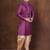 Purple dupion kurta for men with embroidered work