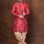 Red dupion kurta for men with embroidered work